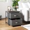 Black Metal 2 Drawer Nightstand with Fabric Storage and Tool Free Assembly